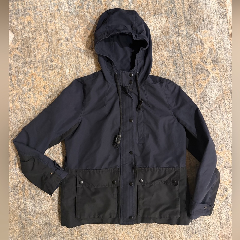 Madewell Women’s Navy and Black Hooded Raincoat